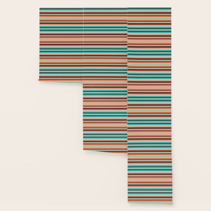 Teal Turquoise and Burnt Orange Southwest Serape Blanket Stripes Wallpaper Gallery Image 3