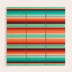 Teal Turquoise and Burnt Orange Southwest Serape Blanket Stripes Wood Wall Art Gallery Image 1