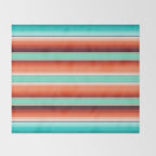 Teal Turquoise and Burnt Orange Southwest Serape Blanket Stripes Throw Blanket Gallery Image 2
