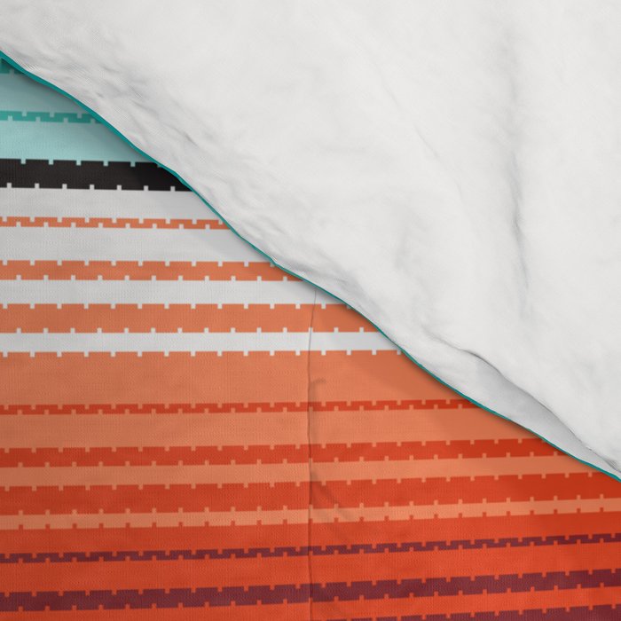 Teal Turquoise and Burnt Orange Southwest Serape Blanket Stripes Comforter Gallery Image 4