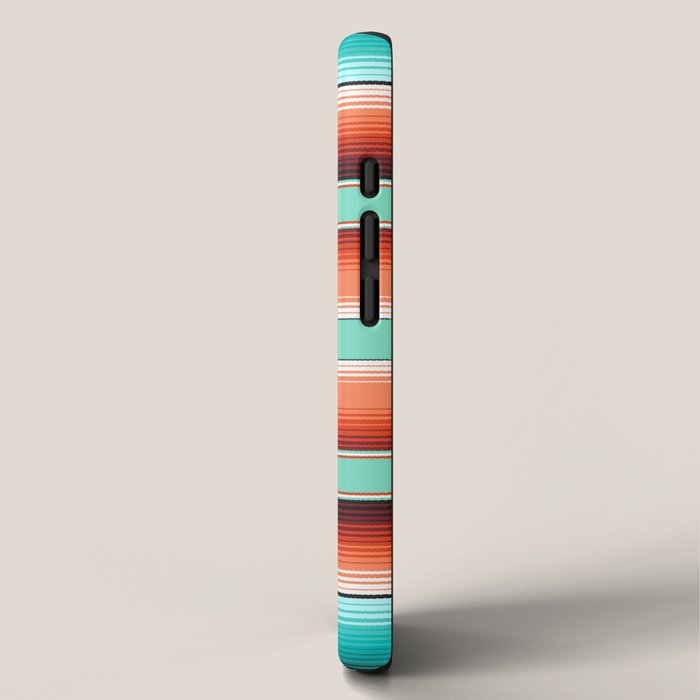 Teal Turquoise and Burnt Orange Southwest Serape Blanket Stripes iPhone Case Gallery Image 2