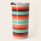 Teal Turquoise and Burnt Orange Southwest Serape Blanket Stripes Travel Mug Gallery Image 3