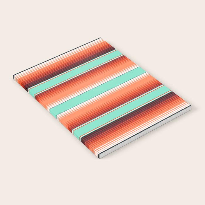 Teal Turquoise and Burnt Orange Southwest Serape Blanket Stripes Notebook Gallery Image 1