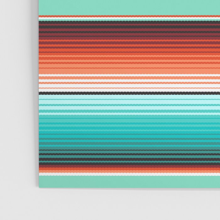 Teal Turquoise and Burnt Orange Southwest Serape Blanket Stripes Poster Gallery Image 3
