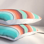 Teal Turquoise and Burnt Orange Southwest Serape Blanket Stripes Pillow Sham Gallery Image 3