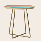 Teal Turquoise and Burnt Orange Southwest Serape Blanket Stripes Side Table Gallery Image 1