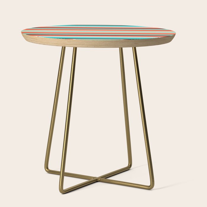 Teal Turquoise and Burnt Orange Southwest Serape Blanket Stripes Side Table Gallery Image 1
