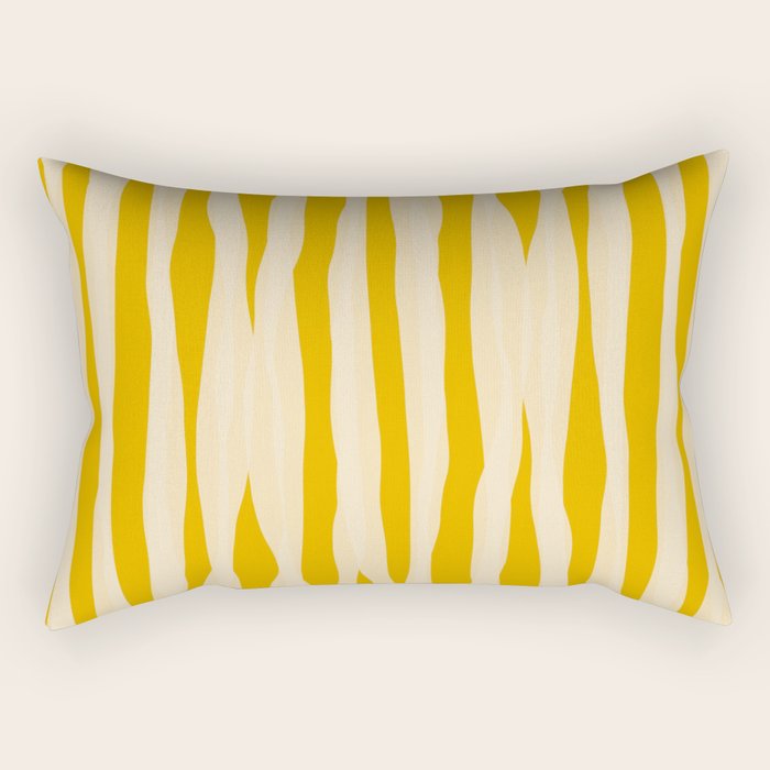 Abstract Organic Stripes Vertical Pattern in Mustard Yellow Rectangular Pillow Gallery Image 1