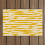 Abstract Organic Stripes Vertical Pattern in Mustard Yellow Outdoor Rug Gallery Image 1