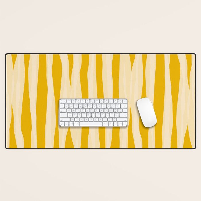 Abstract Organic Stripes Vertical Pattern in Mustard Yellow Desk Mat Gallery Image 1