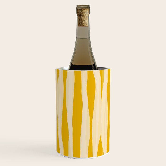 Abstract Organic Stripes Vertical Pattern in Mustard Yellow Wine Chiller Gallery Image 2