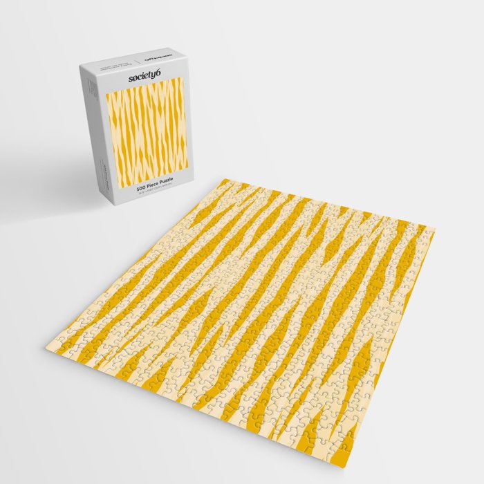 Abstract Organic Stripes Vertical Pattern in Mustard Yellow Jigsaw Puzzle Gallery Image 2