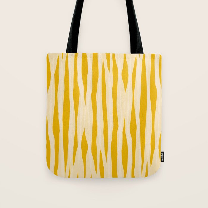 Abstract Organic Stripes Vertical Pattern in Mustard Yellow Tote Bag Gallery Image 1
