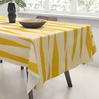 Abstract Organic Stripes Vertical Pattern in Mustard Yellow Tablecloth Gallery Image 3