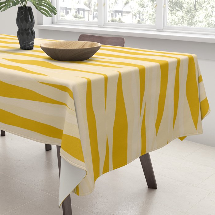 Abstract Organic Stripes Vertical Pattern in Mustard Yellow Tablecloth Gallery Image 3