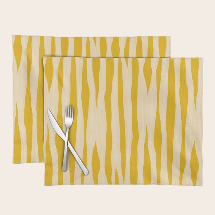 Abstract Organic Stripes Vertical Pattern in Mustard Yellow Placemat Gallery Image 1