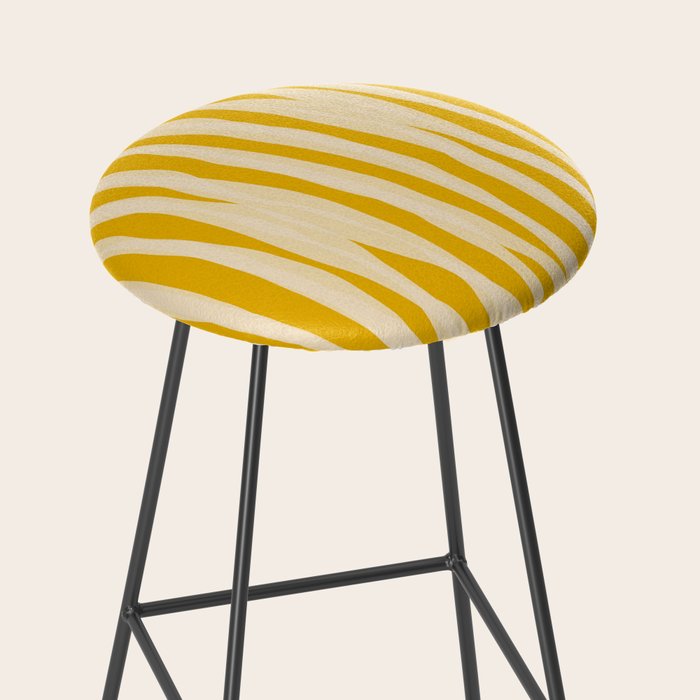Abstract Organic Stripes Vertical Pattern in Mustard Yellow Stool Gallery Image 2