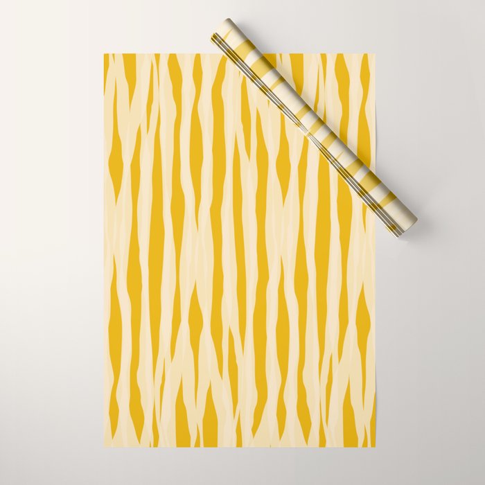 Abstract Organic Stripes Vertical Pattern in Mustard Yellow Wrapping Paper Gallery Image 1