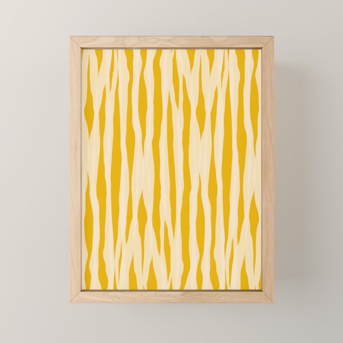 Abstract Organic Stripes Vertical Pattern in Mustard Yellow Mini Art Print Gallery Image 1