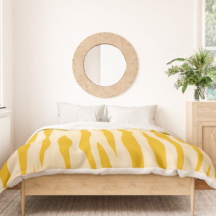 Abstract Organic Stripes Vertical Pattern in Mustard Yellow Duvet Cover Gallery Image 3