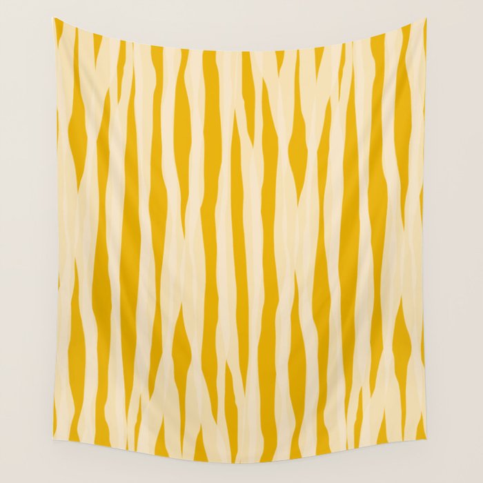 Abstract Organic Stripes Vertical Pattern in Mustard Yellow Wall Tapestry Gallery Image 4