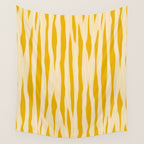 Abstract Organic Stripes Vertical Pattern in Mustard Yellow Wall Tapestry Gallery Image 4