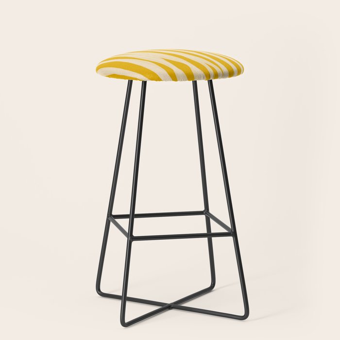 Abstract Organic Stripes Vertical Pattern in Mustard Yellow Stool Gallery Image 1