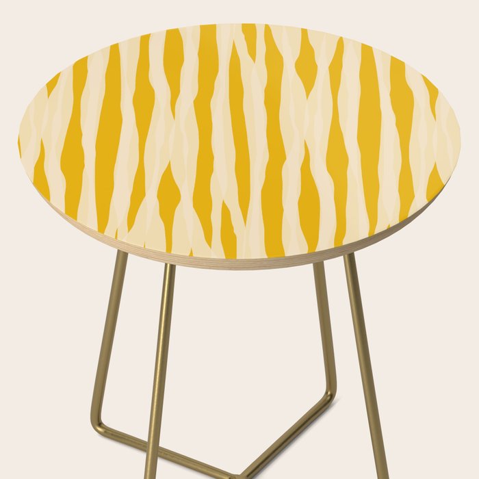 Abstract Organic Stripes Vertical Pattern in Mustard Yellow Side Table Gallery Image 2