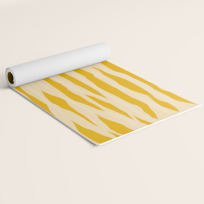 Abstract Organic Stripes Vertical Pattern in Mustard Yellow Yoga Mat Gallery Image 2