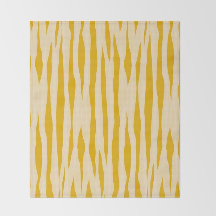 Abstract Organic Stripes Vertical Pattern in Mustard Yellow Throw Blanket Gallery Image 2