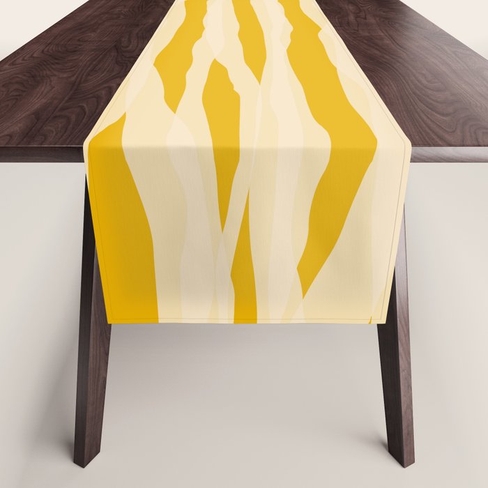 Abstract Organic Stripes Vertical Pattern in Mustard Yellow Table Runner Gallery Image 1