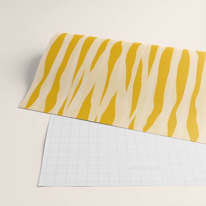 Abstract Organic Stripes Vertical Pattern in Mustard Yellow Wrapping Paper Gallery Image 2