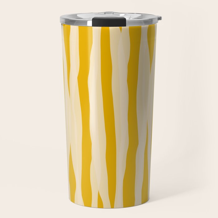 Abstract Organic Stripes Vertical Pattern in Mustard Yellow Travel Mug Gallery Image 1
