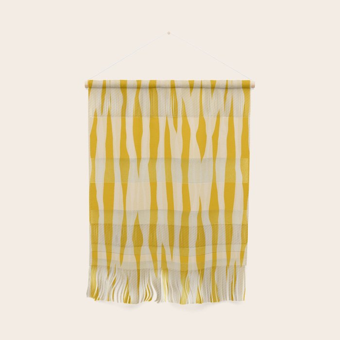 Abstract Organic Stripes Vertical Pattern in Mustard Yellow Wall Hanging Gallery Image 1