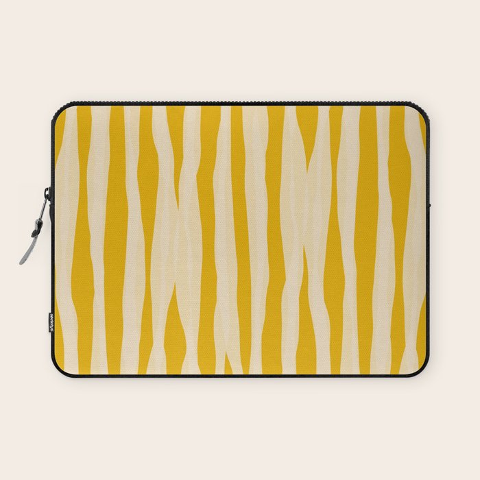 Abstract Organic Stripes Vertical Pattern in Mustard Yellow Laptop Sleeve Gallery Image 1
