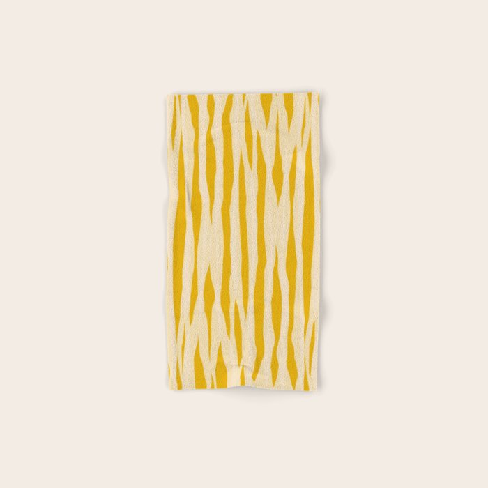 Abstract Organic Stripes Vertical Pattern in Mustard Yellow Bath Towel Gallery Image 1