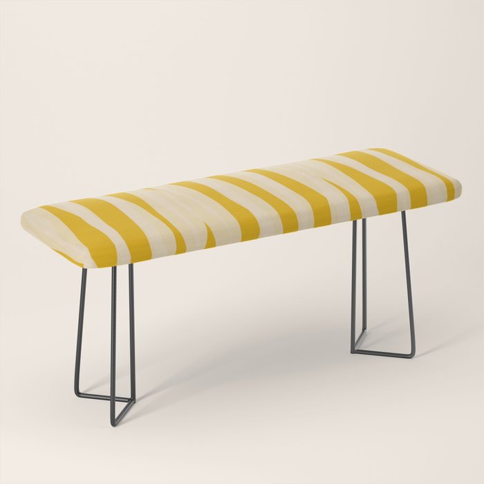 Abstract Organic Stripes Vertical Pattern in Mustard Yellow Bench Gallery Image 1