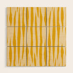 Abstract Organic Stripes Vertical Pattern in Mustard Yellow Wood Wall Art Gallery Image 1