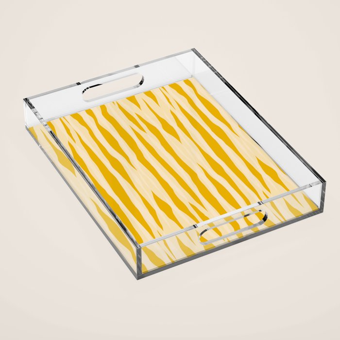 Abstract Organic Stripes Vertical Pattern in Mustard Yellow Acrylic Tray Gallery Image 1
