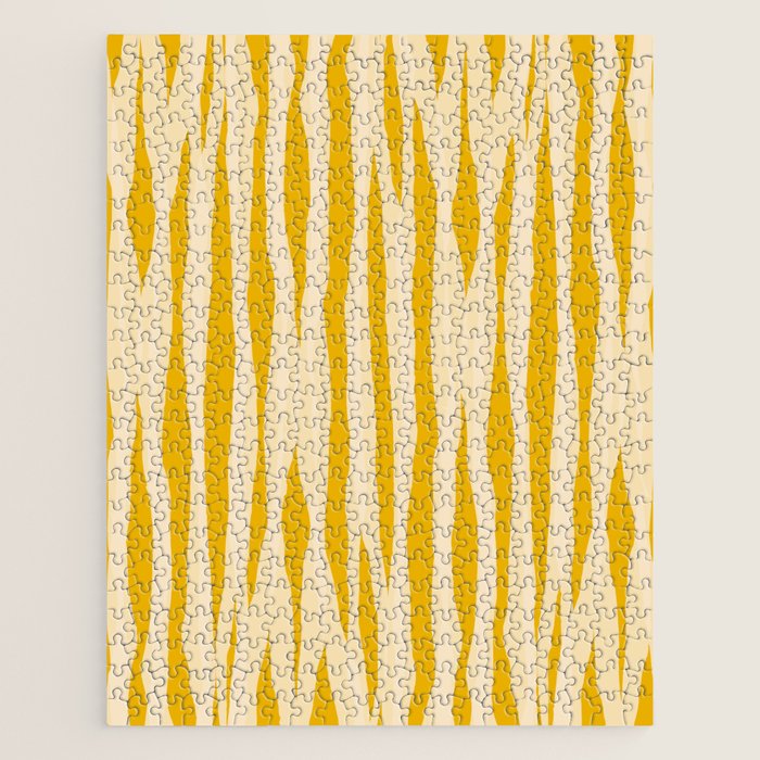 Abstract Organic Stripes Vertical Pattern in Mustard Yellow Jigsaw Puzzle Gallery Image 1