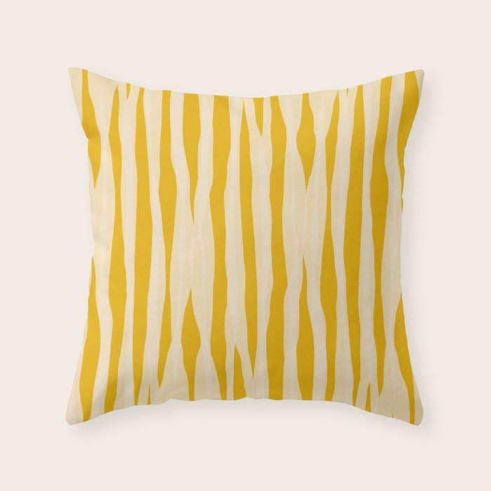 Abstract Organic Stripes Vertical Pattern in Mustard Yellow Throw Pillow Gallery Image 6