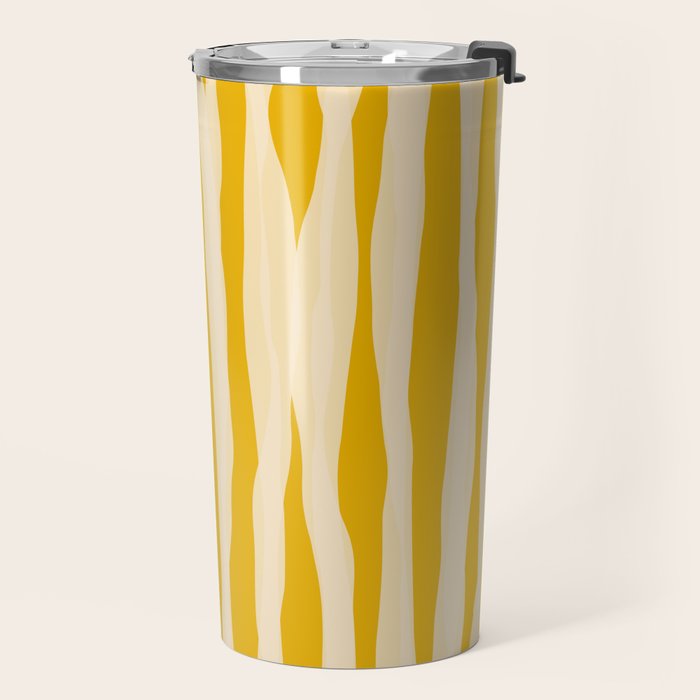 Abstract Organic Stripes Vertical Pattern in Mustard Yellow Travel Mug Gallery Image 2