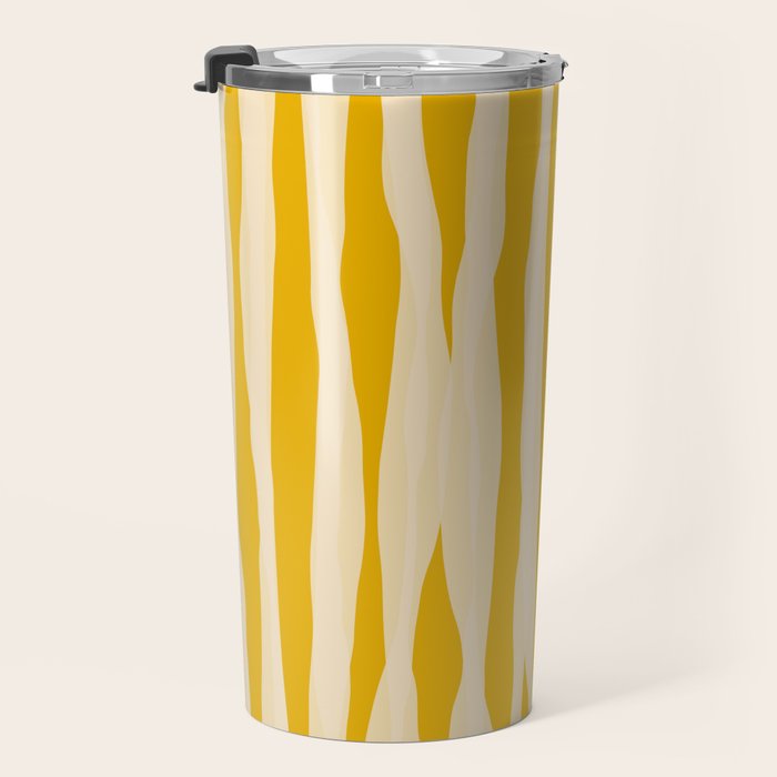 Abstract Organic Stripes Vertical Pattern in Mustard Yellow Travel Mug Gallery Image 3