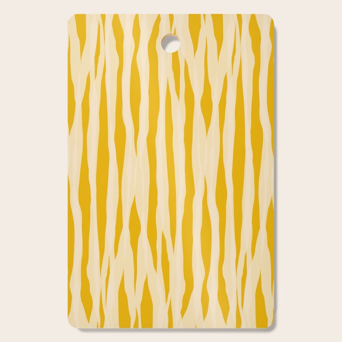 Abstract Organic Stripes Vertical Pattern in Mustard Yellow Cutting Board Gallery Image 1