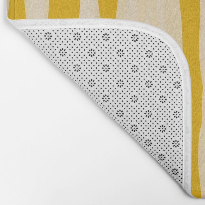 Abstract Organic Stripes Vertical Pattern in Mustard Yellow Bath Mat Gallery Image 2