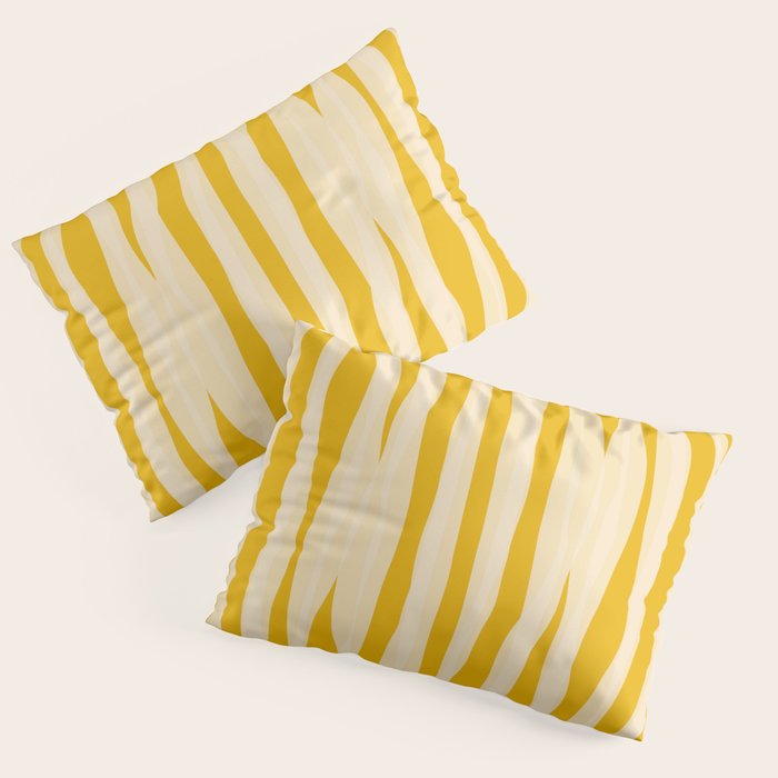 Abstract Organic Stripes Vertical Pattern in Mustard Yellow Pillow Sham Gallery Image 1