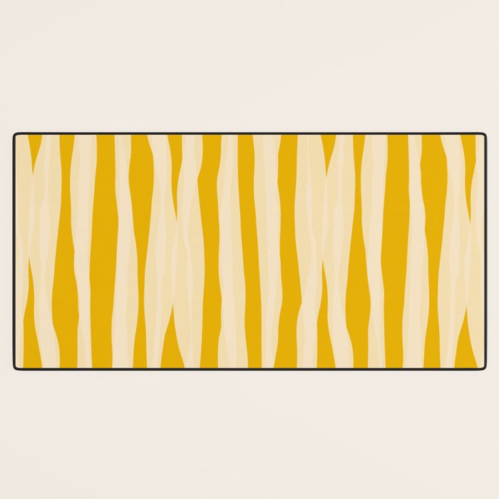 Abstract Organic Stripes Vertical Pattern in Mustard Yellow Desk Mat Gallery Image 3