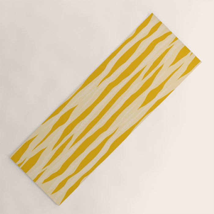 Abstract Organic Stripes Vertical Pattern in Mustard Yellow Yoga Mat Gallery Image 1