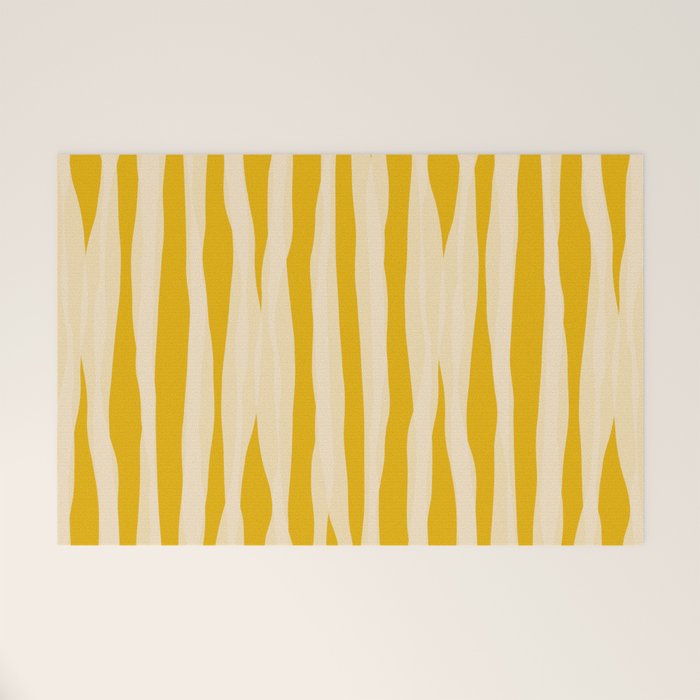 Abstract Organic Stripes Vertical Pattern in Mustard Yellow Welcome Mat Gallery Image 1