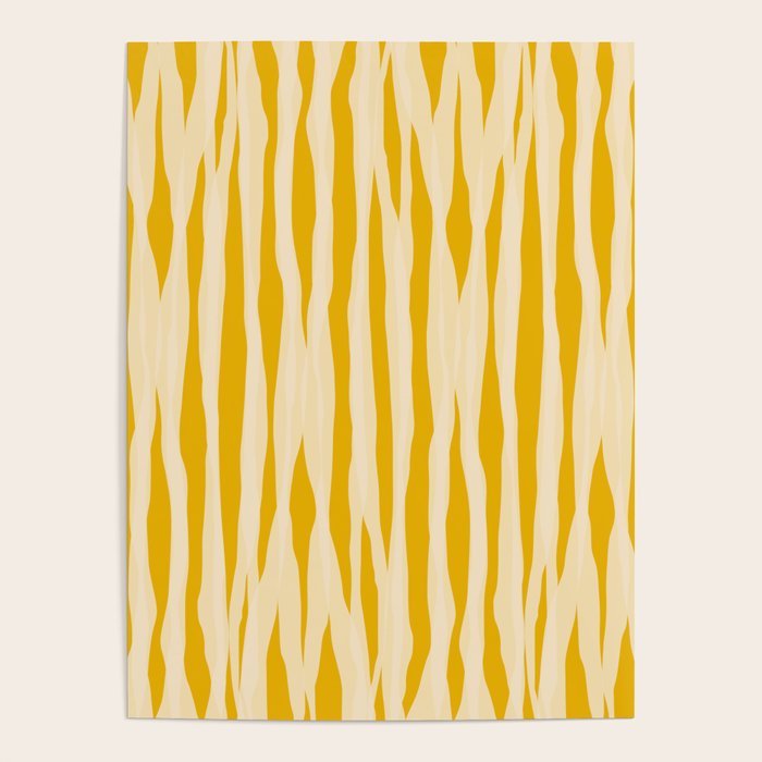 Abstract Organic Stripes Vertical Pattern in Mustard Yellow Poster Gallery Image 4